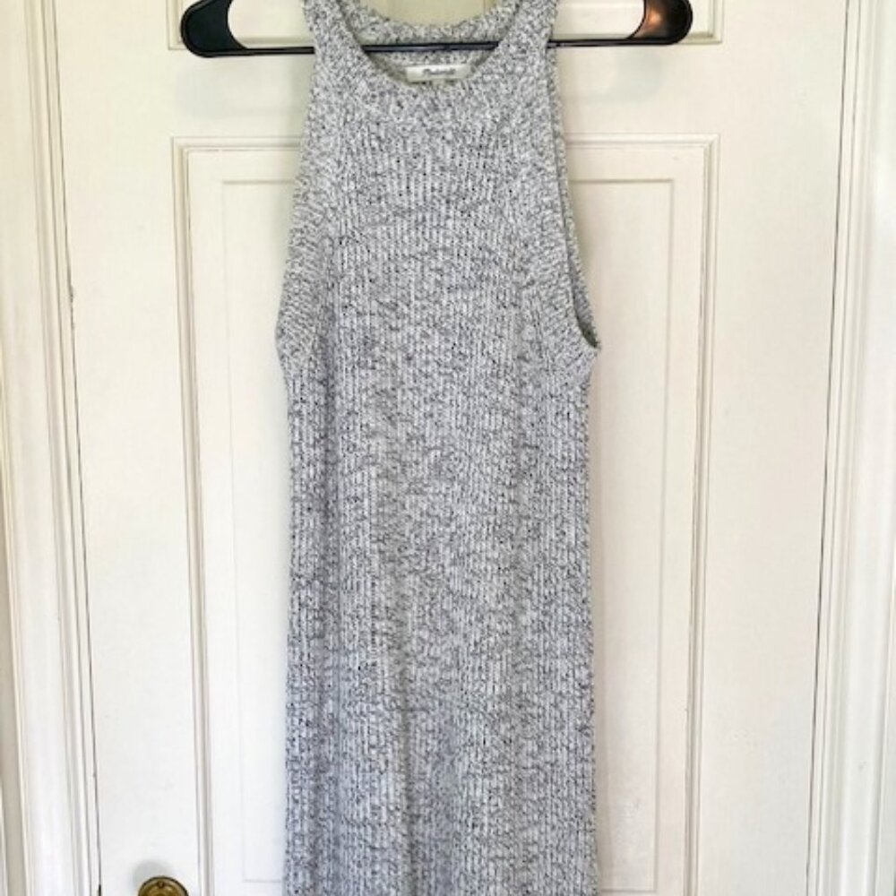 Madewell Like New Sleeveless Black & White Marled Sweater Dress Size S
